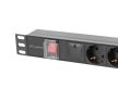 Lanberg PDU-05F-0200-IEC-BK 19" 1U 5xSchuko aljzat C14 csatlakozóvéggel 2m fekete elosztósor kapcsolóval