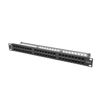   Lanberg PPU6-1048-B 19" 1U Cat.6 UTP 48port árnyékolatlan fekete patch panel