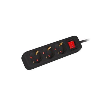   Lanberg PS1-03F-0150-BK 3x Schuko aljzat 10A 1.5m kapcsolós fekete elosztósor