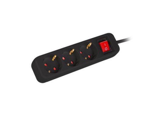 Lanberg PS1-03F-0150-BK 3x Schuko aljzat 10A 1.5m kapcsolós fekete elosztósor