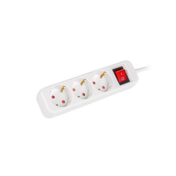   Lanberg PS1-03F-0150-W 3x Schuko aljzat 10A 1.5m kapcsolós fehér elosztósor
