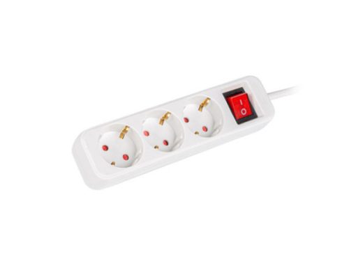 Lanberg PS1-03F-0150-W 3x Schuko aljzat 10A 1.5m kapcsolós fehér elosztósor