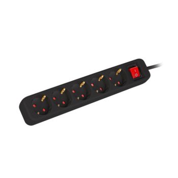   Lanberg PS1-05F-0300-BK 5x Schuko aljzat 10A 3m kapcsolós fekete elosztósor