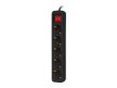 Lanberg PS1-05F-0300-BK 5x Schuko aljzat 10A 3m kapcsolós fekete elosztósor