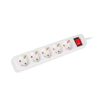   Lanberg PS1-05F-0300-W 5x Schuko aljzat 10A 3m kapcsolós fehér elosztósor