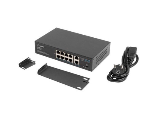 Lanberg RSFE-8P-2GE-120 19/10" 1U 8x100Mbps PoE+ LAN (120W) 2xGbE LAN port nem menedzselhető PoE+ switch