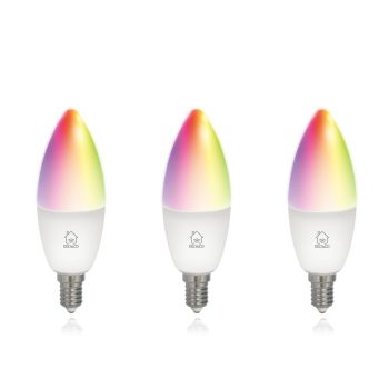  Deltaco SMART HOME SH-LE14RGB izzó LED, E14, gyertya, WIFI, 5W, színes+fehér, szabályozható, 3db/csomag