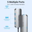 Vention USB-C -> HDMI/USB 3.0x3/PD (0,15m Szürke Aluminum Ötvözet), Dokkoló