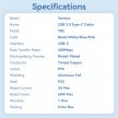 Vention Szövet USB-C -> USB-C,(3A, fehér), 2m, kábel