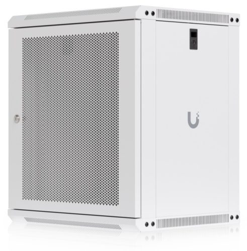 Ubiquiti UACC-RACK-12U-WALL-450-P 19" 12U 635x550x450mm MAX:50kg perforált ajtós fehér fali rack szekrény