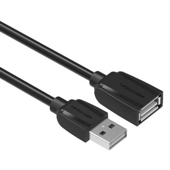   Vention USB-A 2.0/M -> USB-A 2.0/F  (hosszabbító,PVC,fekete), 3m, kábel