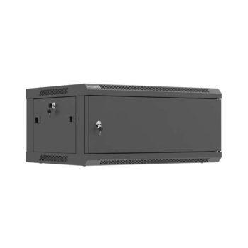   Lanberg WF01-6404-00B 19" 4U SZÉL:600mm MÉLY:450mm MAG:290mm lapraszerelt fémajtós fekete fali rack szekrény