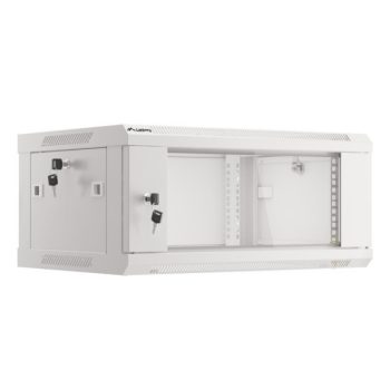  Lanberg WF01-6404-10S 19" 4U SZÉL:600mm MÉLY:450mm MAG:290mm lapraszerelt üvegajtós szürke fali rack szekrény
