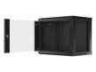 Lanberg WF01-6409-10B 19" 9U SZÉL:600mm MÉLY:450mm MAG:512mm lapraszerelt üvegajtós fekete fali rack szekrény