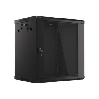   Lanberg WF01-6412-10B 19" 12U SZÉL:600mm MÉLY:450mm MAG:640mm lapraszerelt üvegajtós fekete fali rack szekrény
