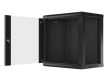 Lanberg WF01-6412-10B 19" 12U SZÉL:600mm MÉLY:450mm MAG:640mm lapraszerelt üvegajtós fekete fali rack szekrény