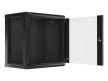 Lanberg WF01-6412-10B 19" 12U SZÉL:600mm MÉLY:450mm MAG:640mm lapraszerelt üvegajtós fekete fali rack szekrény