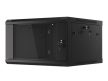 Lanberg WF01-6606-10B 19" 6U SZÉL:600mm MÉLY:600mm MAG:379mm lapraszerelt üvegajtós fekete fali rack szekrény