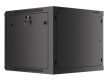 Lanberg WF01-6609-10B 19" 9U SZÉL:600mm MÉLY:600mm MAG:512mm lapraszerelt üvegajtós fekete fali rack szekrény
