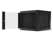 Lanberg WF01-6609-10B 19" 9U SZÉL:600mm MÉLY:600mm MAG:512mm lapraszerelt üvegajtós fekete fali rack szekrény