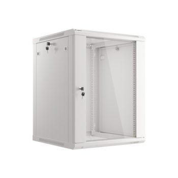   Lanberg WF01-6615-10S 19" 15U SZÉL:600mm MÉLY:600mm MAG:774mm lapraszerelt üvegajtós szürke fali rack szekrény