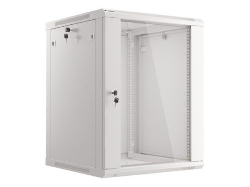 Lanberg WF01-6615-10S 19" 15U SZÉL:600mm MÉLY:600mm MAG:774mm lapraszerelt üvegajtós szürke fali rack szekrény