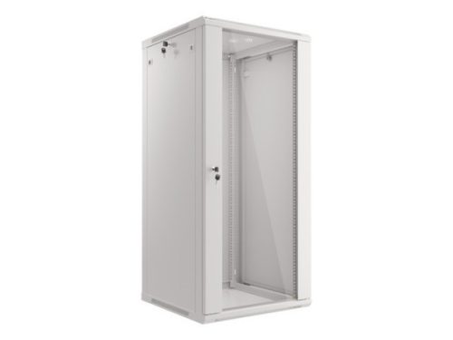 Lanberg WF01-6627-10S 19" 27U SZÉL:600mm MÉLY:600mm MAG:1307mm lapraszerelt üvegajtós szürke fali rack szekrény