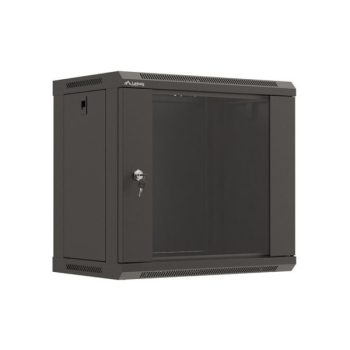   Lanberg WF03-5309-10B 19" 9U SZÉL:540mm MÉLY:350mm MAG:500mm lapraszerelt üvegajtós fekete fali rack szekrény