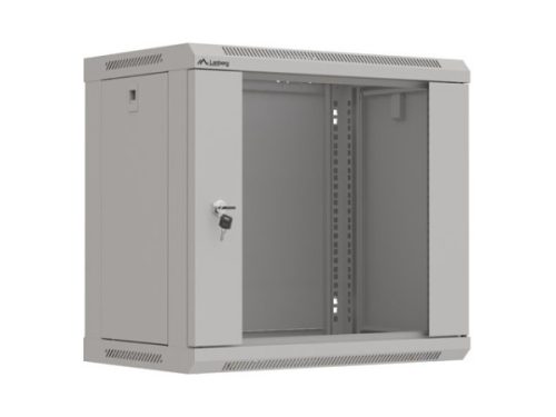 Lanberg WF03-5309-10S 19" 9U SZÉL:540mm MÉLY:350mm MAG:500mm lapraszerelt üvegajtós szürke fali rack szekrény